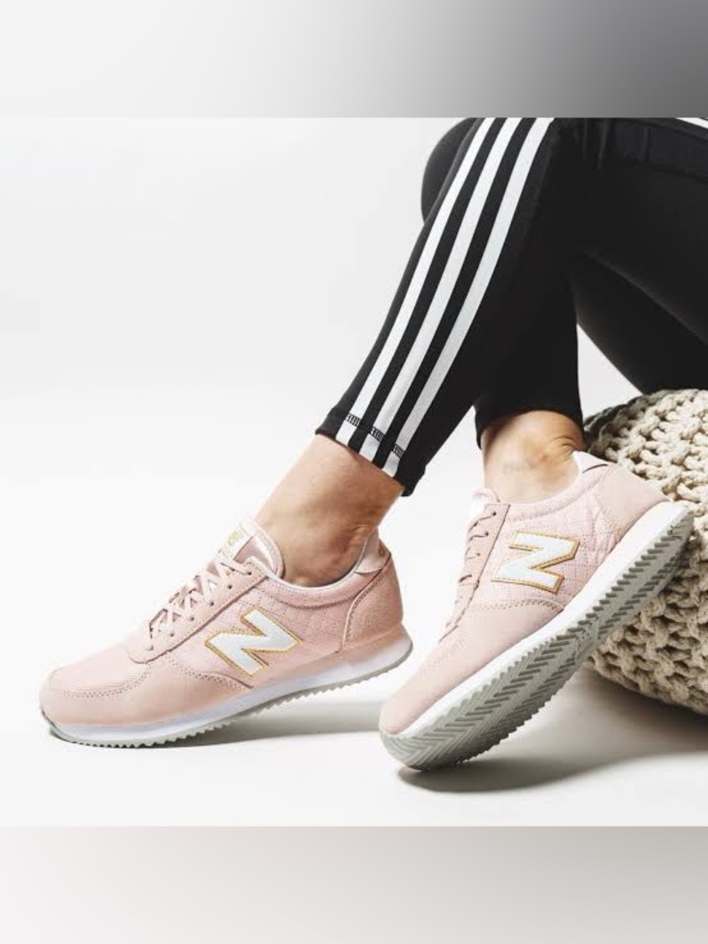 New Balance Blush Pink Quilted Suede Lace-Up Sneakers